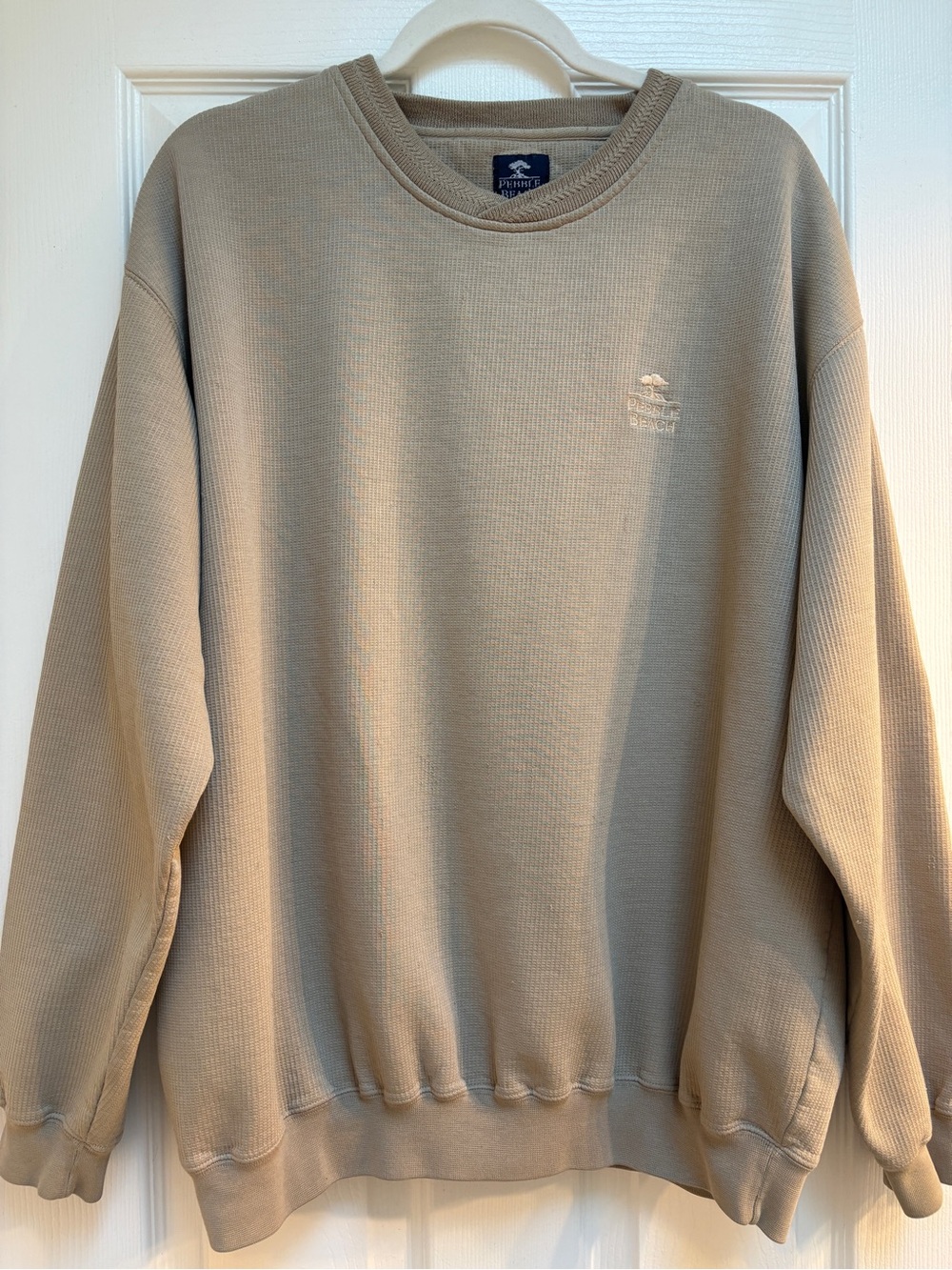 Pebble Beach Sandstone Waffle-Knit Crewneck Sweatshirt #0020